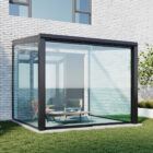 glazen schuifwanden 7 rails helder zwart