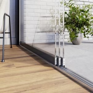 Glazen schuifwanden 3 rails helder antaciet