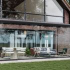 Witte serre met glazen schuifwanden 5 rails