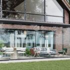 Zwarte serre met glazen schuifwanden 6 rails