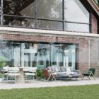 Witte serre met glazen schuifwanden 6 rails