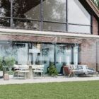 Witte serre met glazen schuifwanden 7 rails