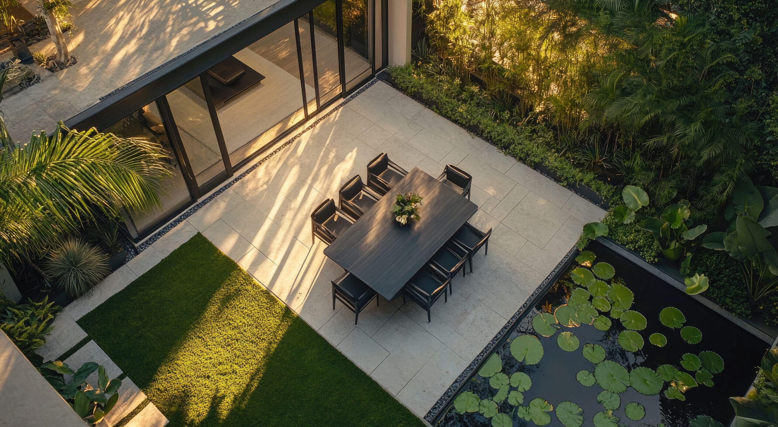 Buitenplaats met schuifdeuren