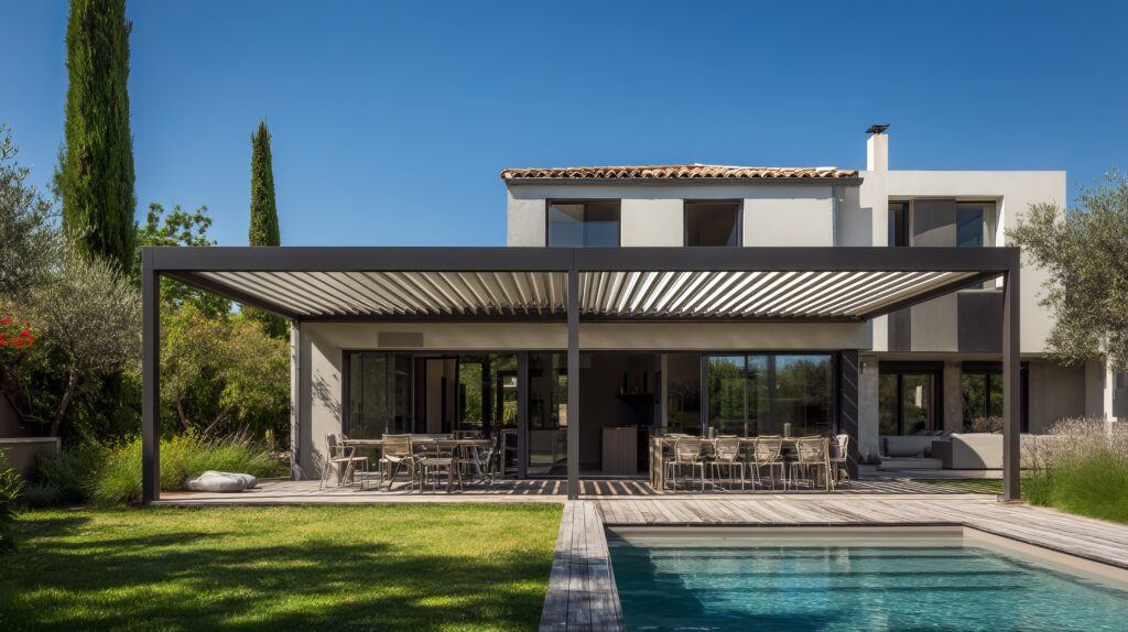 Aluminium veranda bij zwembad