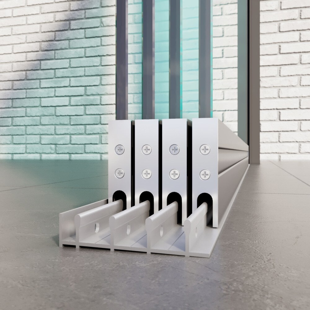 Glazen schuifwand met 4 railsysteem tot 405 cm breed