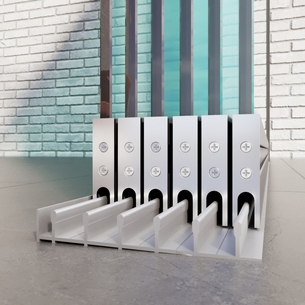 Glazen schuifwand met 6 railsysteem tot 605 cm breed